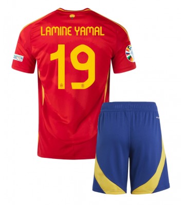 Spanien Lamine Yamal #19 Hemmakläder Barn EM 2024 Kortärmad (+ Korta byxor)